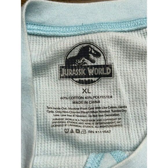 XL Jurassic World Blue‎ light Thermal  Crop top long sleeve light weight - Picture 5 of 7